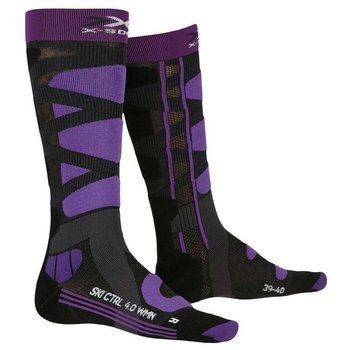 Ski socks X-Socks Ski Control 4.0 Women Charcoal Melange/Purple - 2023/24