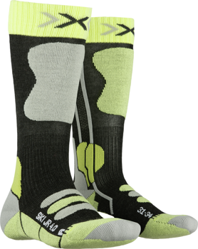 Ski socks X-Socks Ski Junior 4.0 Mid Anthracite Melange/Green Lime - 2023/24
