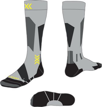 Skisocken X-socks Ski Discover OTC JR Rhino Grey/Canary - 2024/25