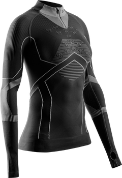 Thermounterwäsche X-bionic Energy Accumulator Light Shirt LS 1/2 Zip WMN Black/Light Grey - 2024/25