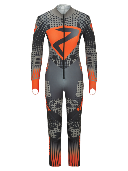 Rennanzug Ziener RCE Racesuit Padded Junior Black Foggy Print Orange Pop - 2023/24