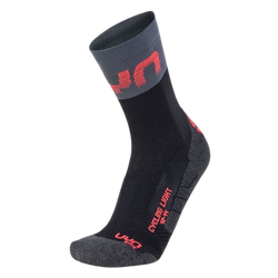 Radsocken UYN Man Cycling Light Socks Black/Grey/Hibiscus