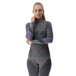 Thermounterwäsche UYN Woman Ambityon UW Shirt LG SL Melange Turtle Neck Black Purple/Raspberry - 2024/25