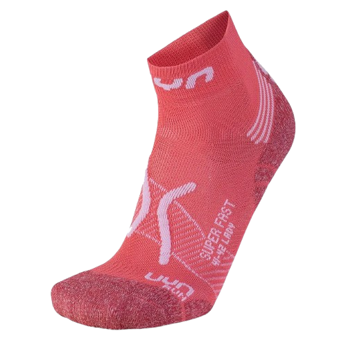 Laufsocken UYN Woman Run Super Fast Socks Coral/White