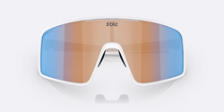 Sunglasses BLIZ P001 Frame Matte White with N_O_N Coral/Orange Mirror Blue Lenses